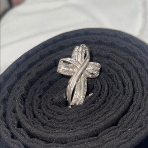 .925 Silver Diamond Cross Pendant- Baguette Diamonds